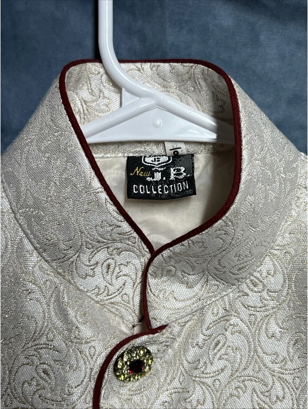 New JB Collection Young Men cream-colored silk sherwani